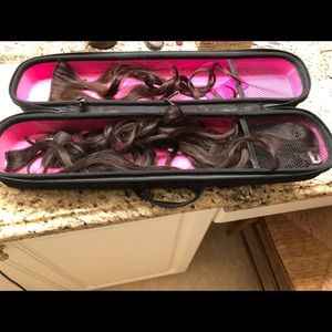 Handmade human hair clip in hair extensions.